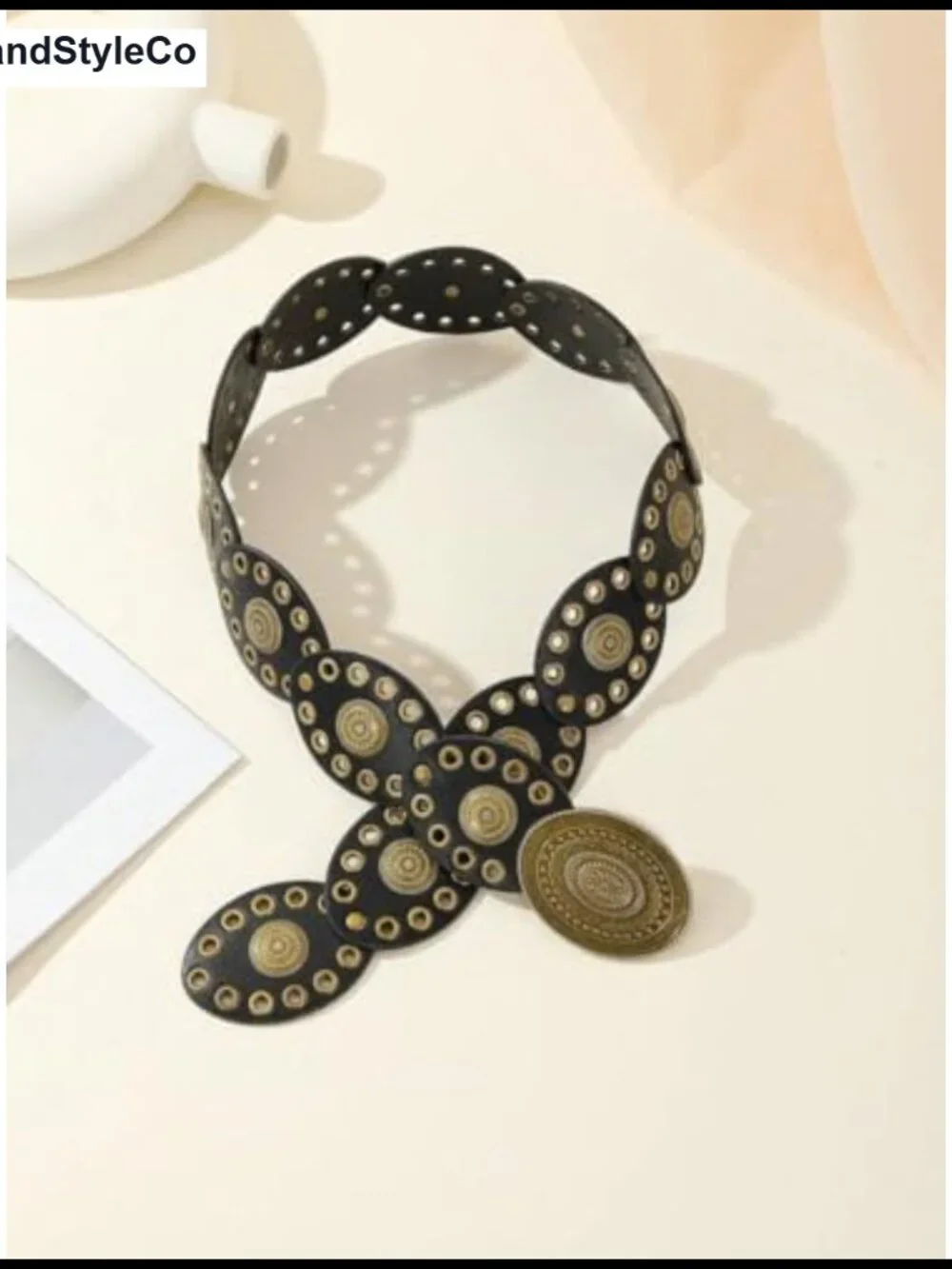 Women's Wide PU Leather Western Disc Belt Concho Cowgirl